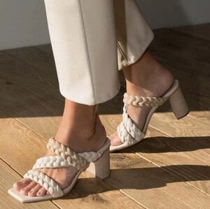 Dolce Vita Partha Ivory Multi Stella Woven Block Heel Square Open Toe Sandal 10